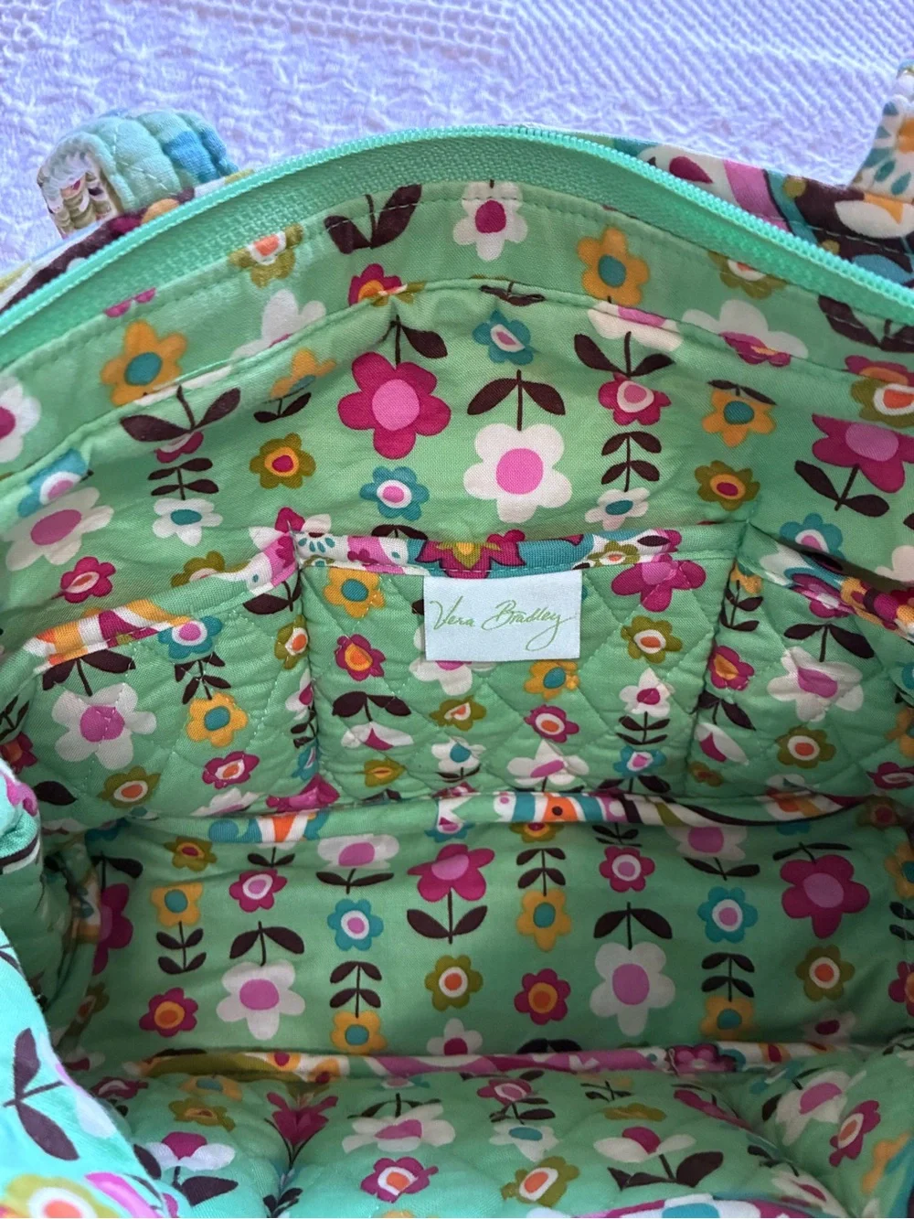 Vera Bradley Mandy Tote Shoulder Bag Purse Tutti Frutti Green Pink Paisley USA